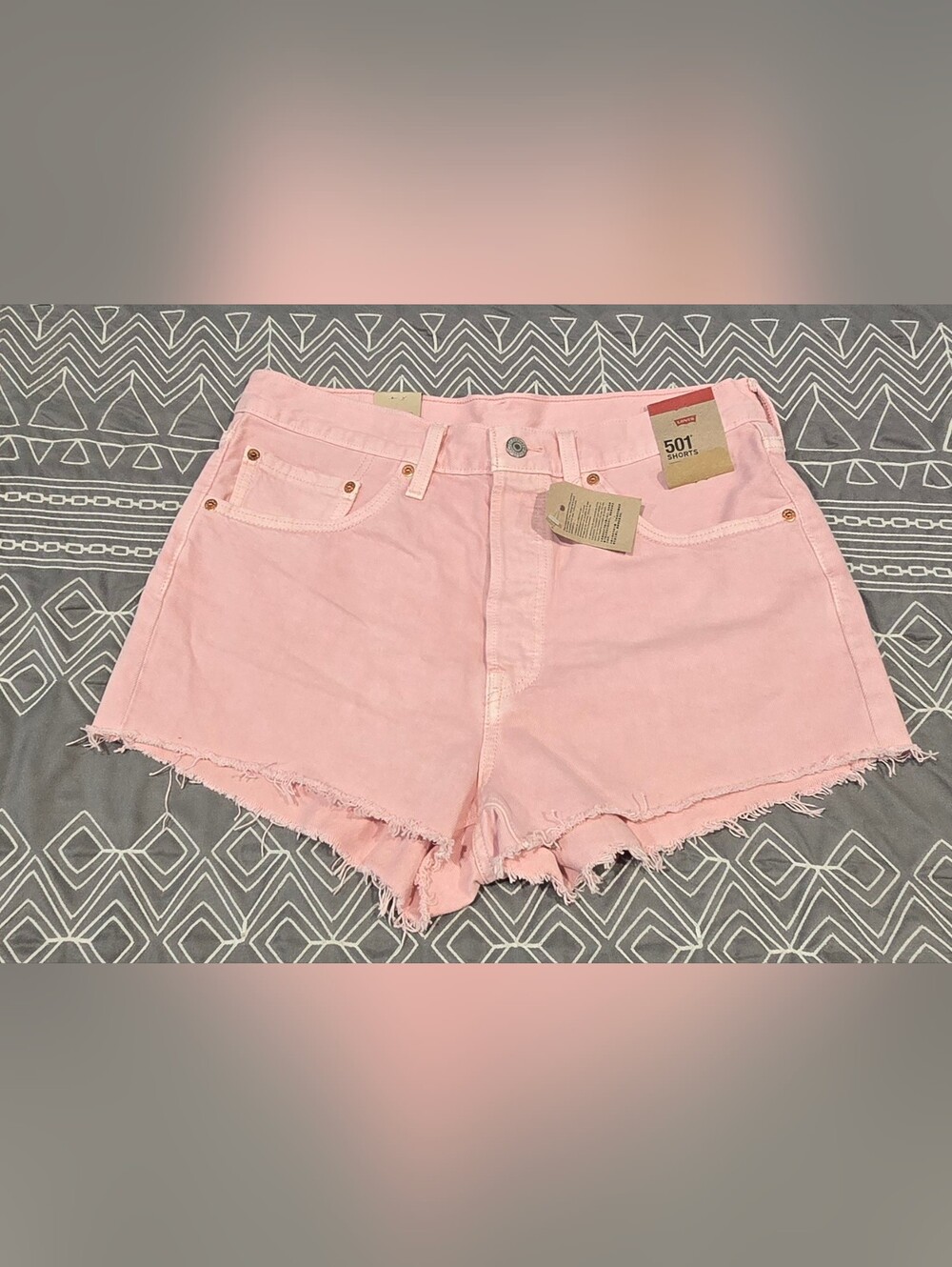 Levis 501 High Waisted Pink Cutoff Denim Shorts Size 31
